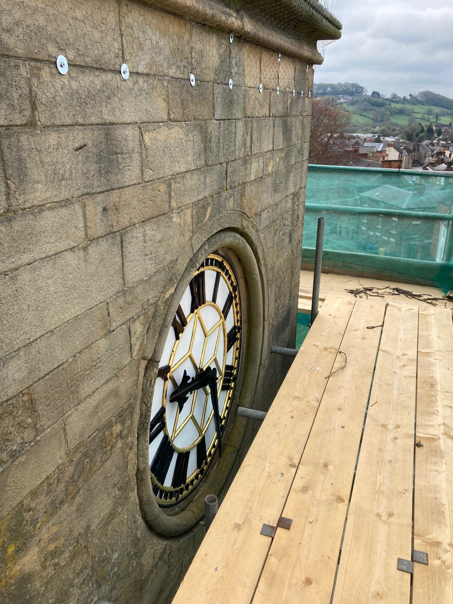 Clock face from the scaffolding